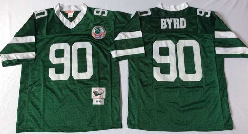 Jets 90 Dennis Byrd Green M&N Throwback Jersey->nfl m&n throwback->NFL Jersey